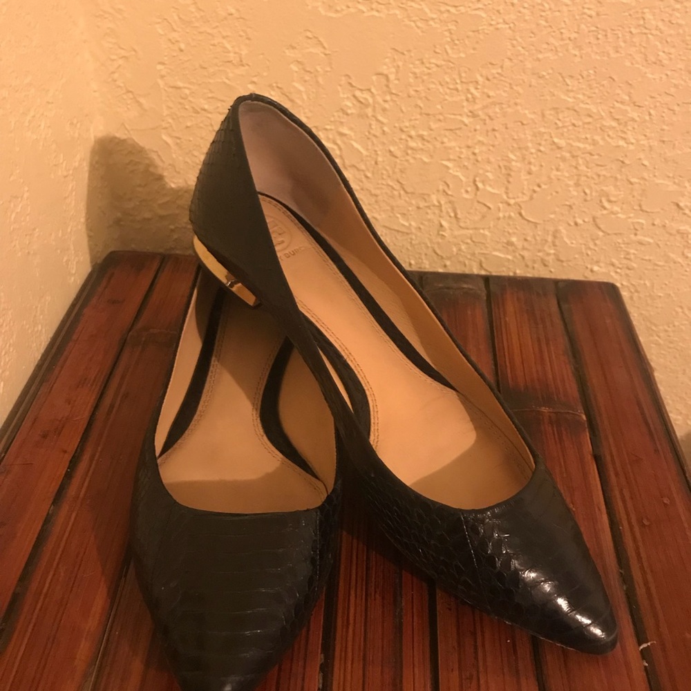 TORY BURCH Bedford Snake Ballerina Flat, Black